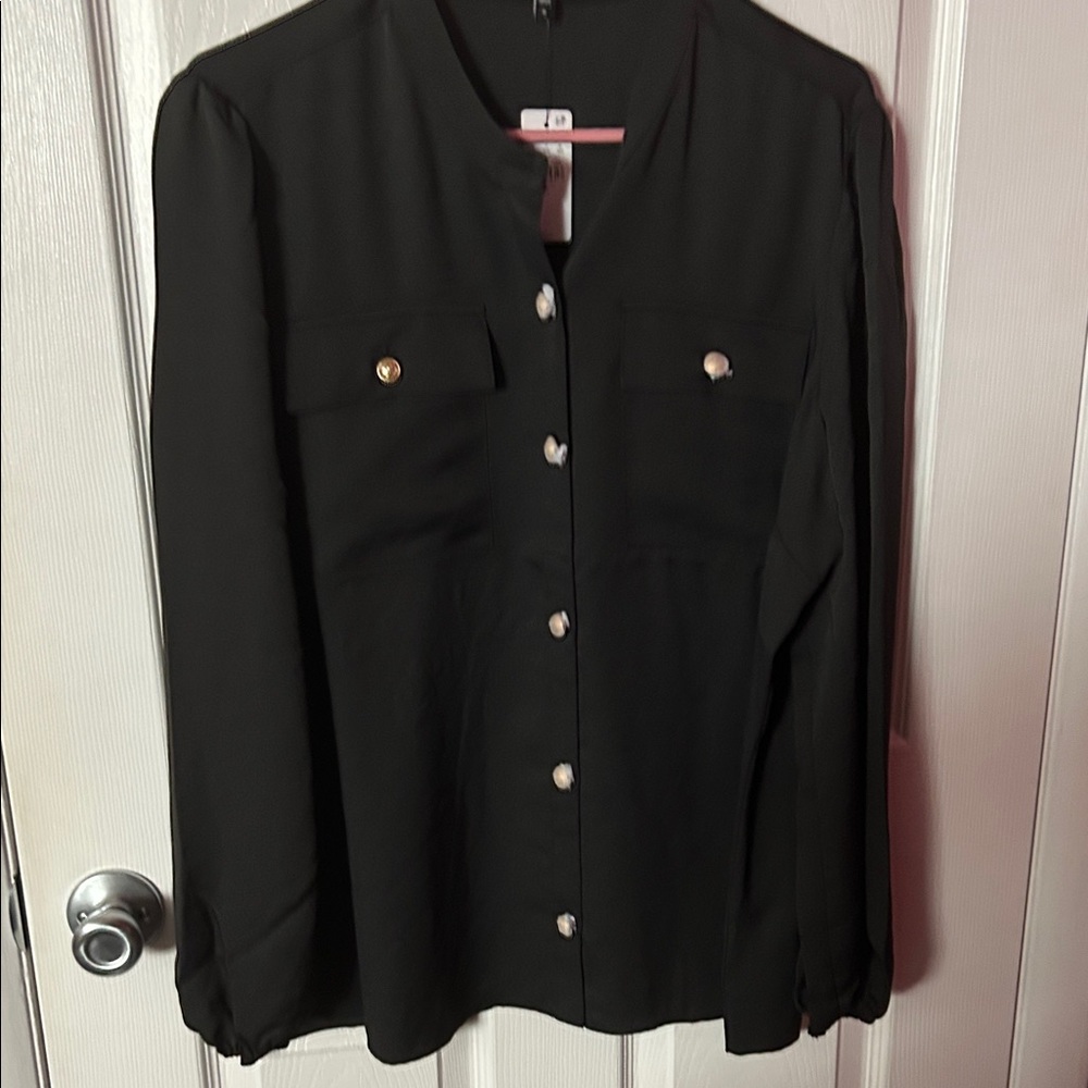 Elegant Black Button-Up Women's Top